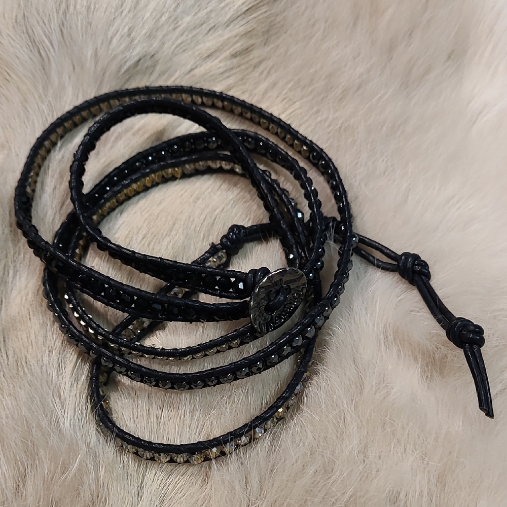 EUC Nakamol Black Beaded Wrap Bracelet